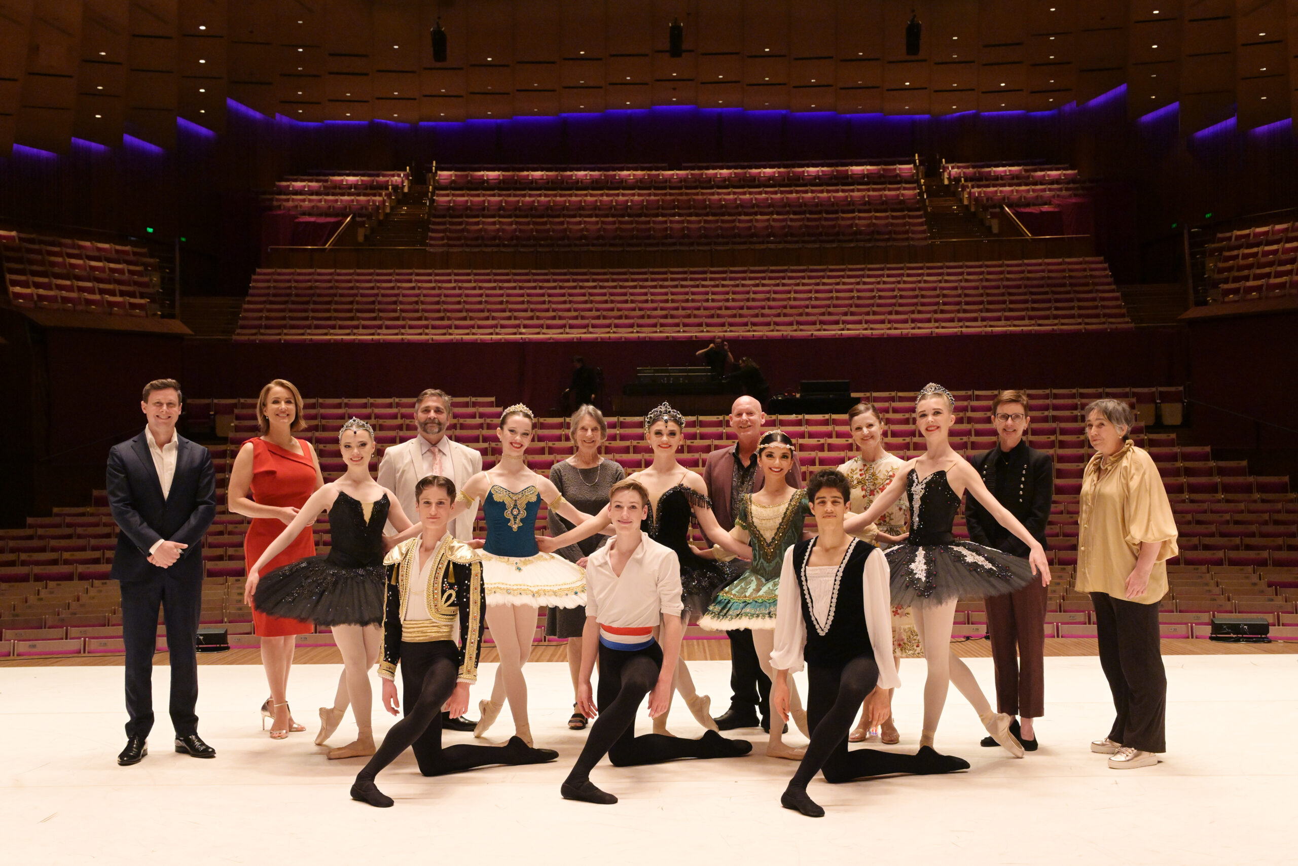 2023 Sydney Eisteddfod Ballet Scholarship Finalists, with Adjudicators, Compére (Nicole Chettle), Sydney Eisteddfod Chairman (Max Holzner), and Sydney Eisteddfod General Manager (Annette Brown)